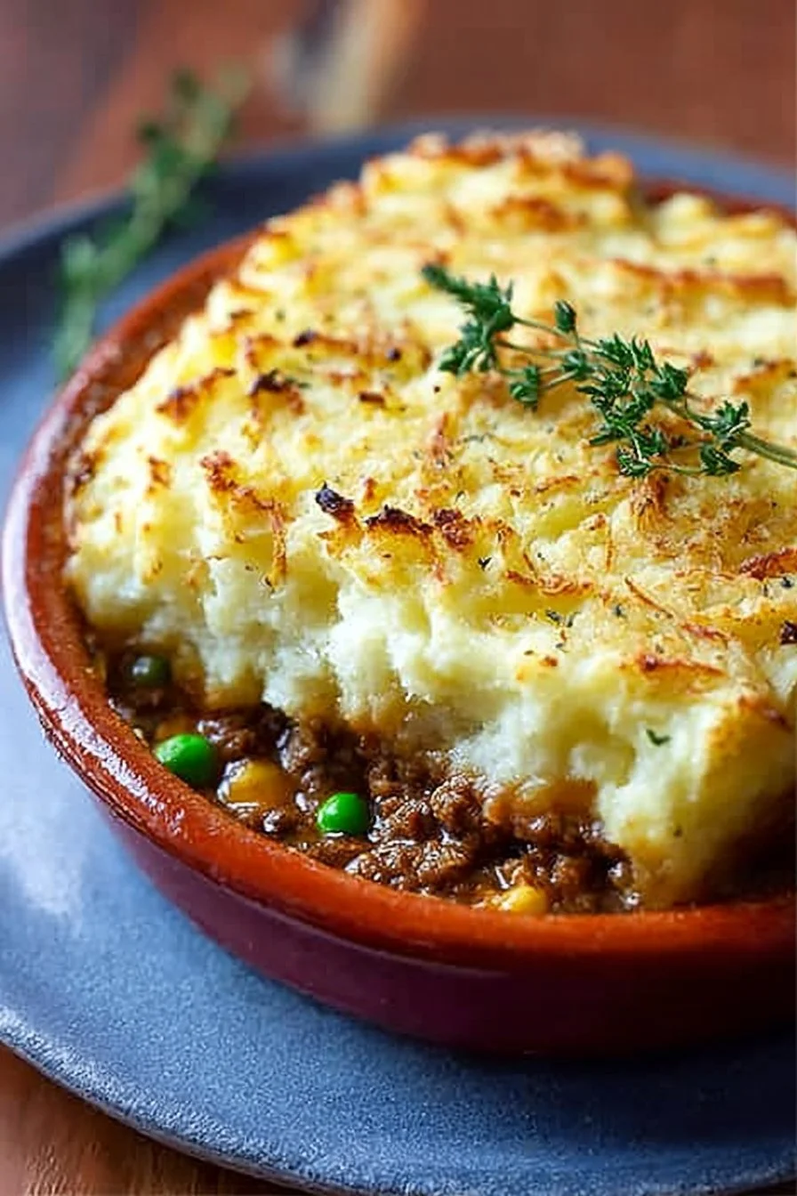 Classic Shepherd's Pie with minced meat and mashed potatoes