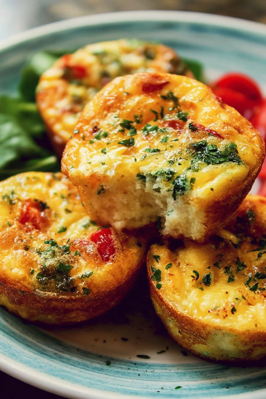 Delicious breakfast egg muffins served on a plate, perfect for a healthy meal.