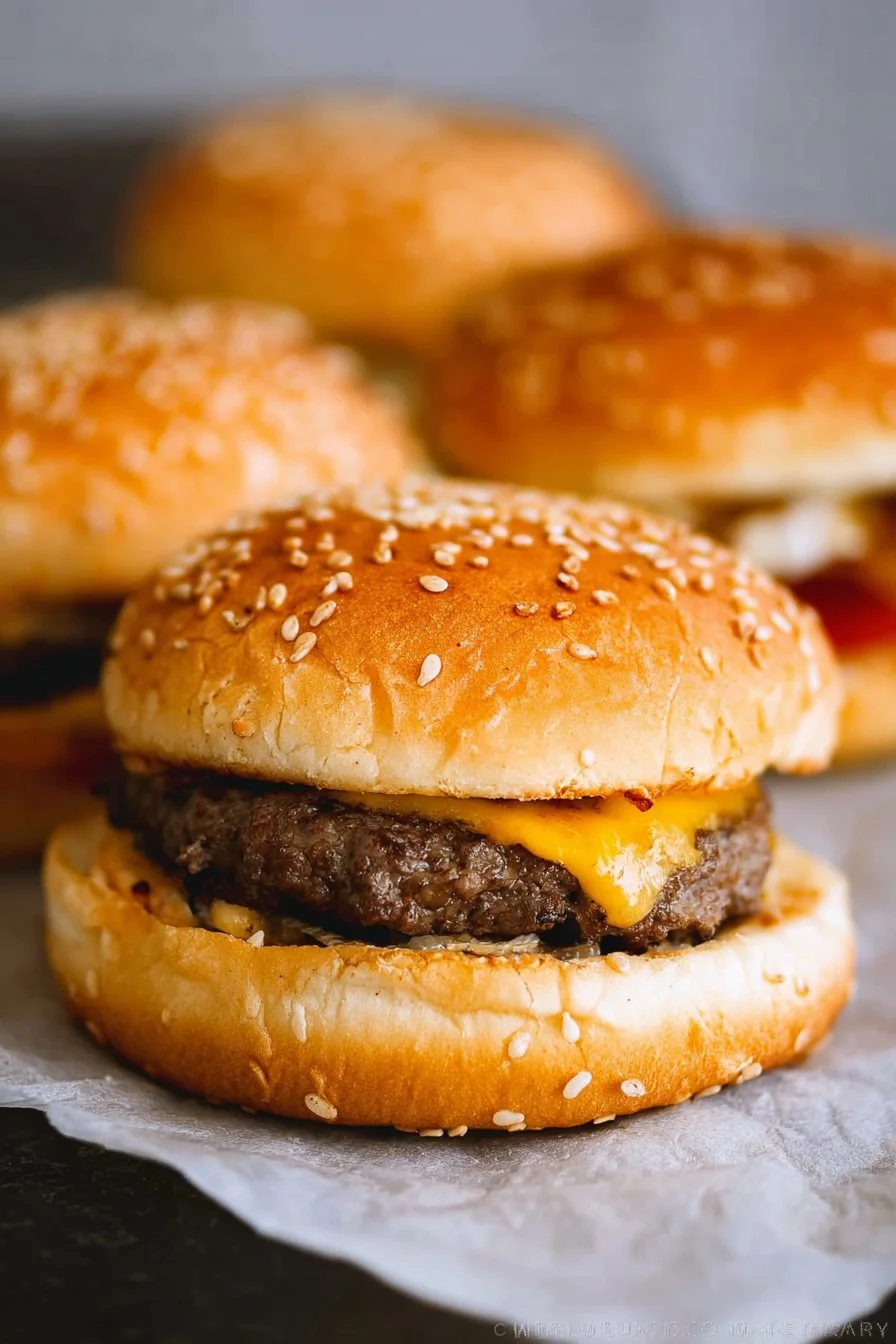 Juicy burgers cooking in the oven for a tasty homemade meal