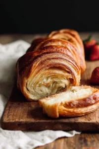 Delicious croissant bread loaf fresh out of the oven