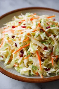 Bowl of easy apple coleslaw with fresh apples and crunchy cabbage