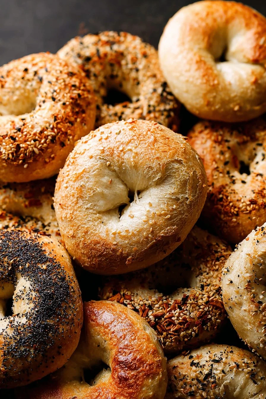 Homemade bagels fresh from the oven, golden brown and ready to enjoy.