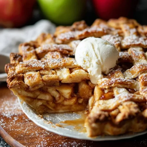 Delicious homemade apple pie with a flaky crust and spiced apple filling