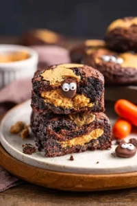 Delicious Halloween brookies decorated for a spooky celebration