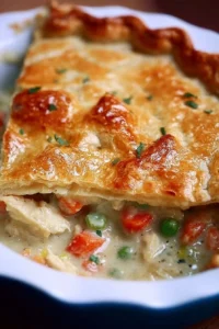 Delicious homemade chicken pot pie with flaky crust and hearty filling