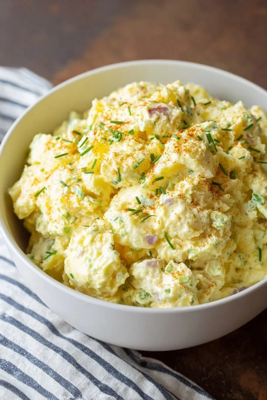 Delicious bowl of the best potato salad recipe featuring fresh ingredients