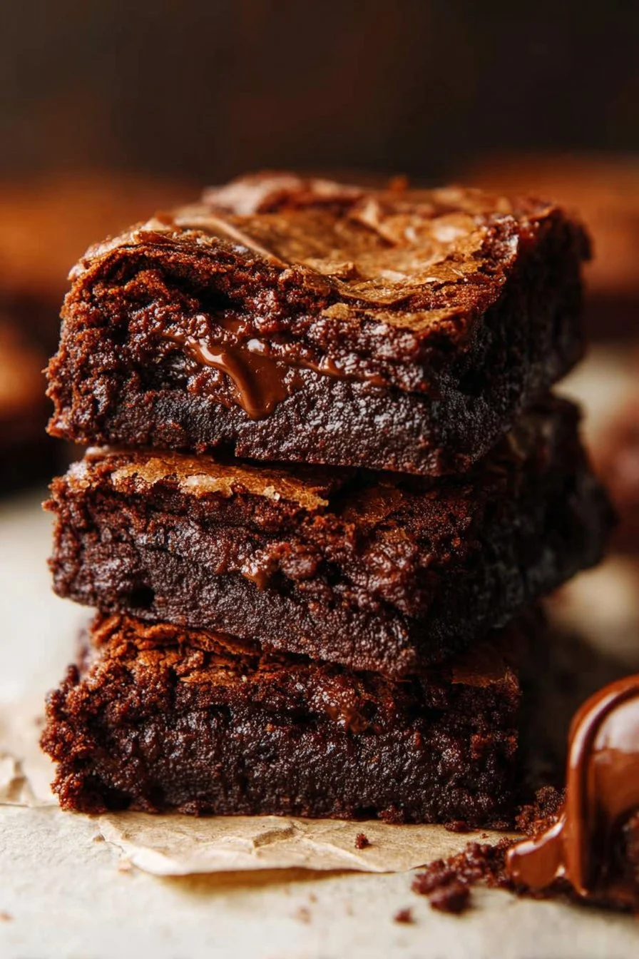 Delicious 3-Ingredient brownies on a plate, perfect for chocolate lovers.