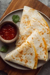 Crispy air fryer quesadilla filled with cheese and vegetables