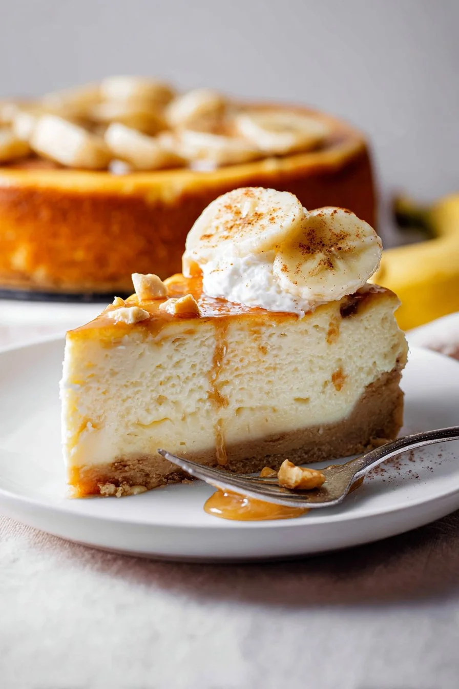 Delicious Banana Pudding Cheesecake with layers of creamy banana and vanilla flavors