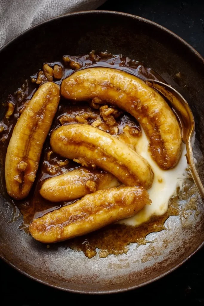 Delicious Bananas Foster dessert with caramelized bananas and rum sauce