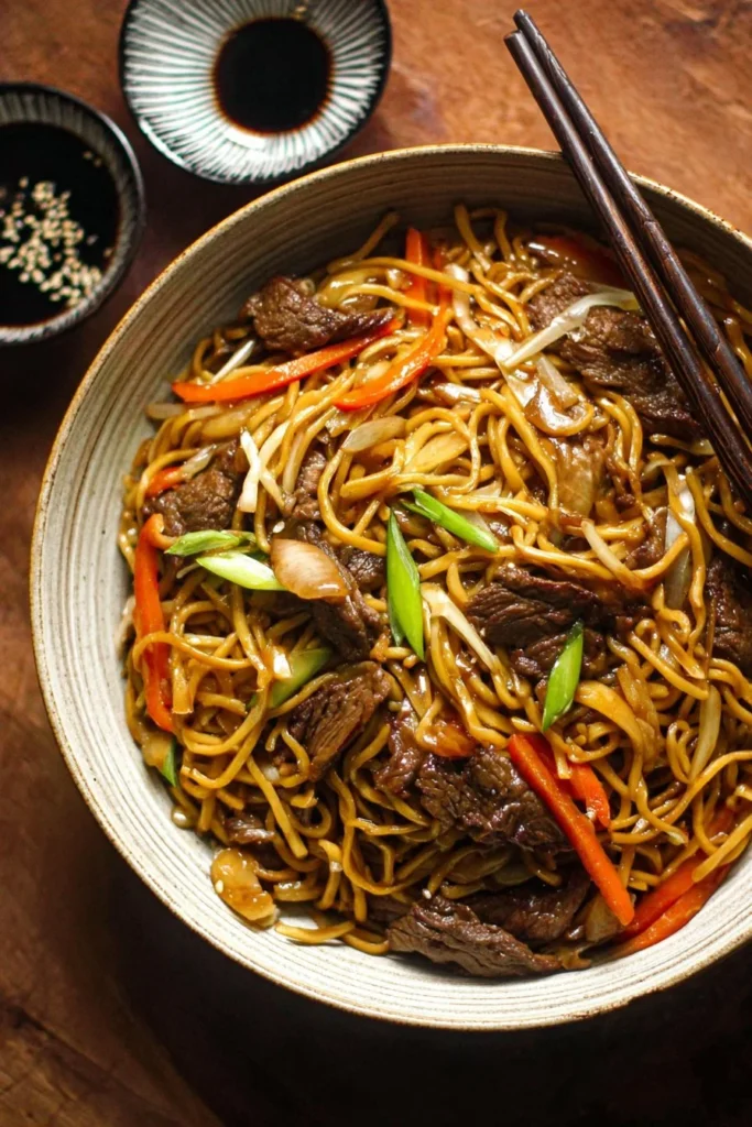 Delicious Beef Chow Mein with tender beef and fresh vegetables in a stir-fried noodle dish