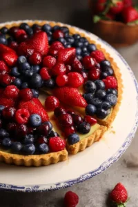 Delicious berry tart with fresh berries and a golden crust