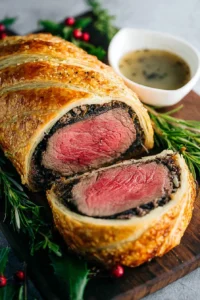 Delicious Beef Wellington with flaky pastry and tender beef filling