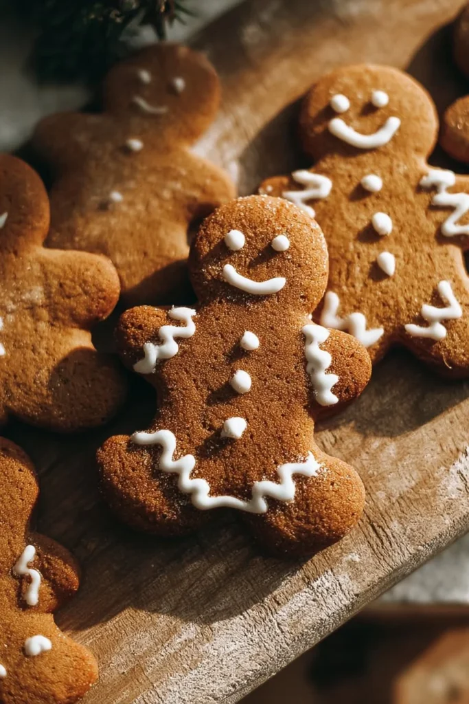 Decorated gingerbread cookies fresh out of the oven