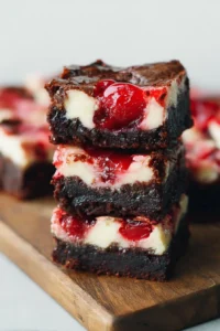 Delicious Cherry Cheesecake Brownies with a rich chocolate base and creamy topping