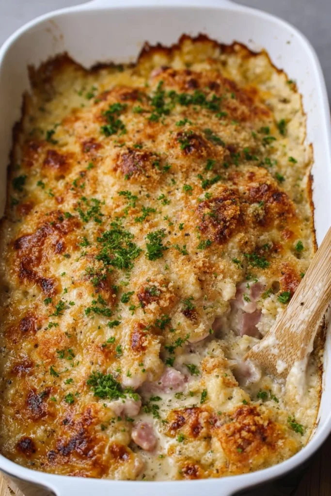 Chicken Cordon Bleu Casserole 1 Chicken Cordon Bleu Casserole served with a side salad