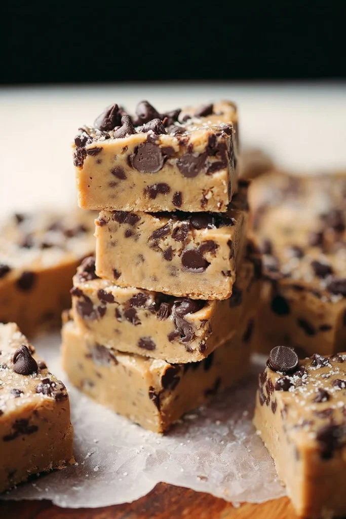 Delicious chocolate chip cookie dough bars, a sweet treat for dessert lovers
