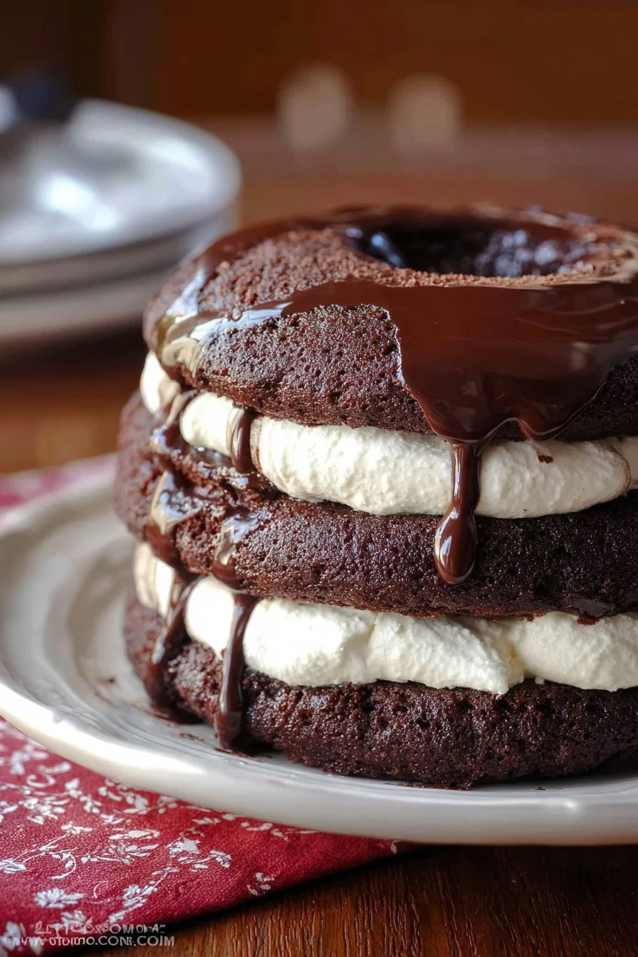 Delicious Chocolate Whoopie Pie Cake with creamy filling and chocolate topping