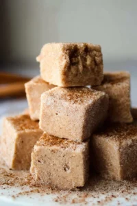 Delicious Cinnamon Sugar Churro Fudge in a beautiful presentation.