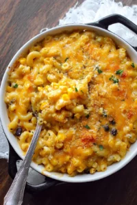 Cowboy Mac and Cheese with crispy toppings and creamy cheese sauce