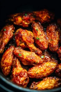 Crispy air fryer chicken wings served with dipping sauce