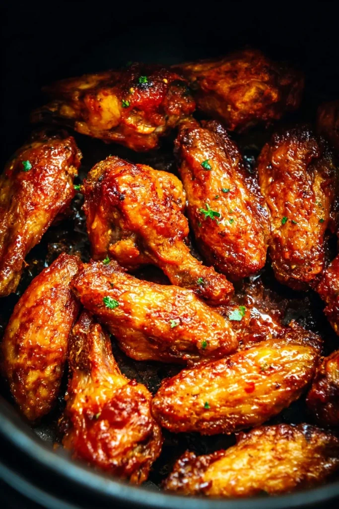 Crispy air fryer chicken wings served with dipping sauce