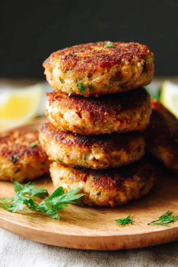 Plate of easy salmon croquettes served with dipping sauce