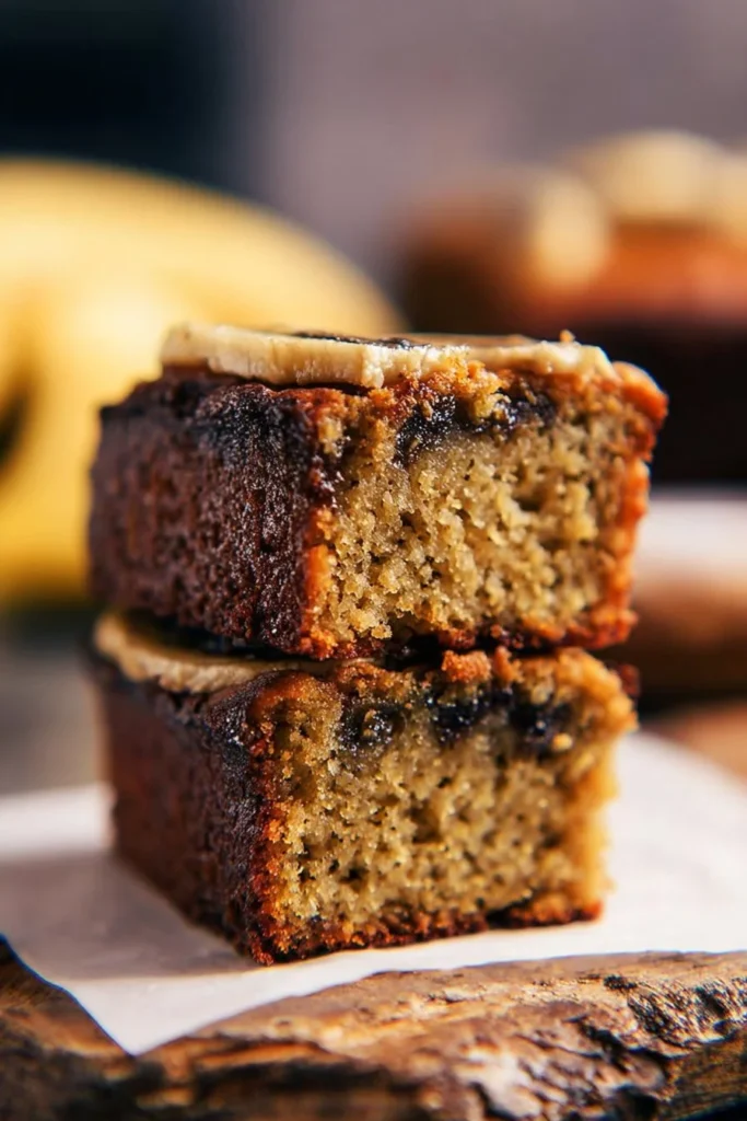Delicious flourless banana cake topped with fresh banana slices