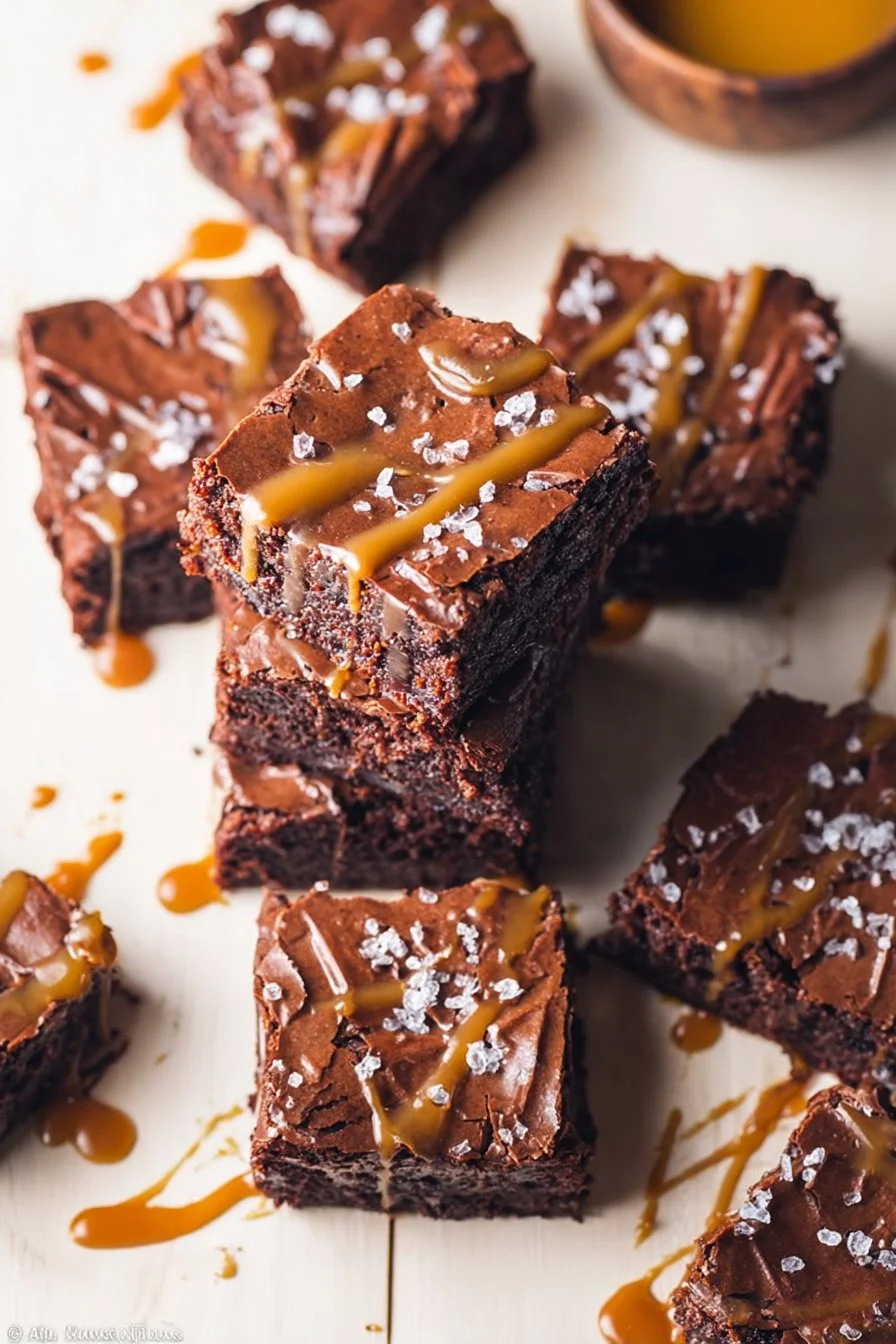 Delicious frosted turtle brownies topped with caramel and nuts
