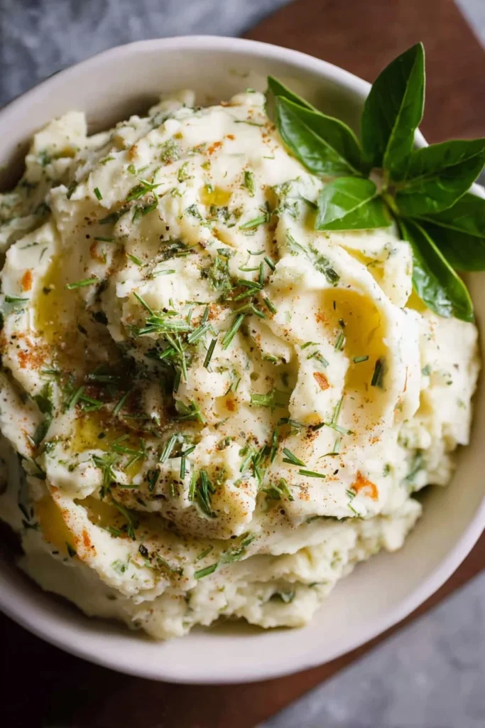Delicious Garlic Herb Mashed Potatoes served in a bowl