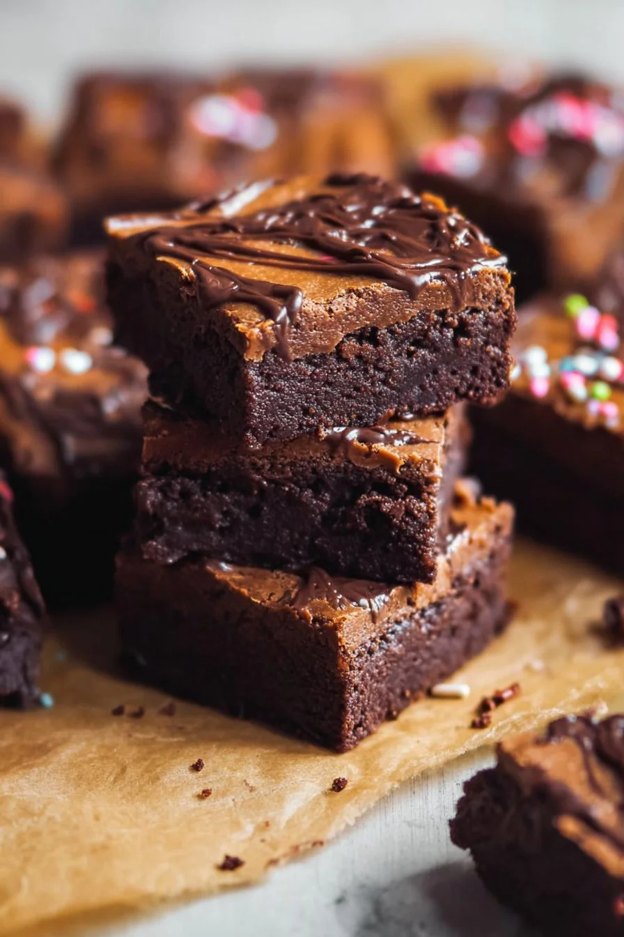 Delicious homemade cosmic brownies with chocolate frosting and colorful sprinkles