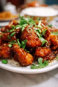 Delicious Instant Pot Sticky Chicken served on a plate with sauce.