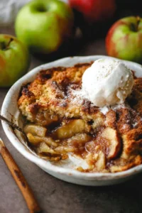 Delicious Old Fashioned Apple Cobbler ready to be served