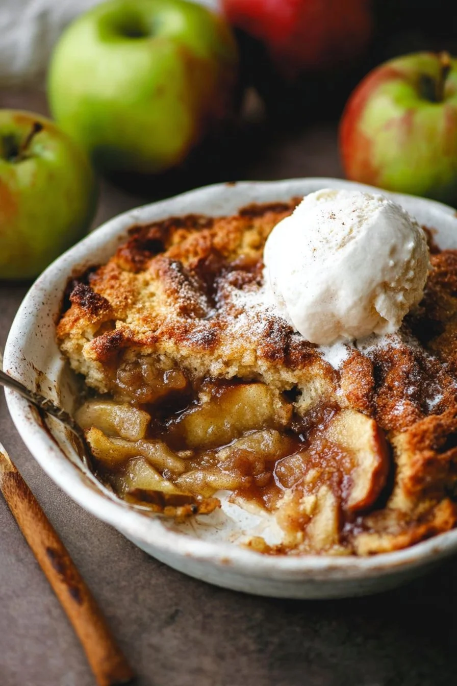 Delicious Old Fashioned Apple Cobbler ready to be served