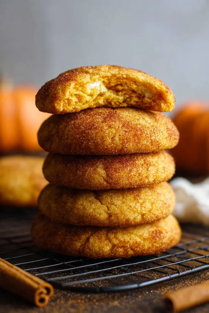 Delicious Pumpkin Cheesecake Snickerdoodles with autumn spices and creamy topping