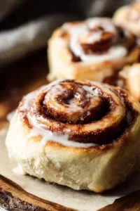 Delicious quick and easy cinnamon rolls freshly baked on a plate