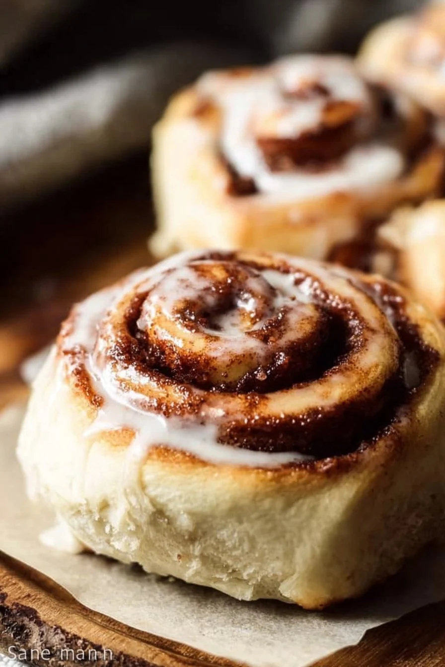 Delicious quick and easy cinnamon rolls freshly baked on a plate