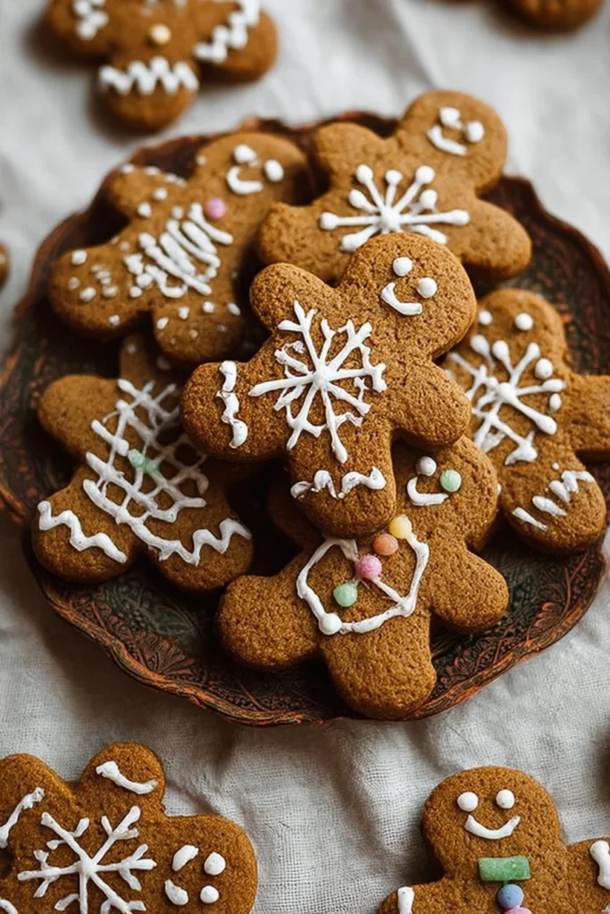 Delicious soft and chewy gingerbread cookies on a baking sheet