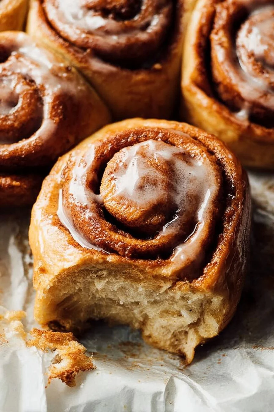 Delicious gluten free cinnamon rolls topped with frosting