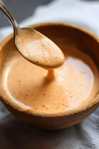 Bowl of homemade Yum Yum Sauce ready for dipping and drizzling