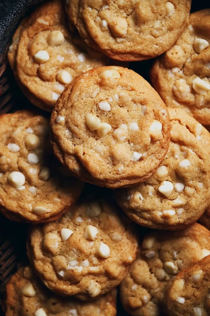 Delicious White Chocolate Macadamia Nut Cookies on a baking tray