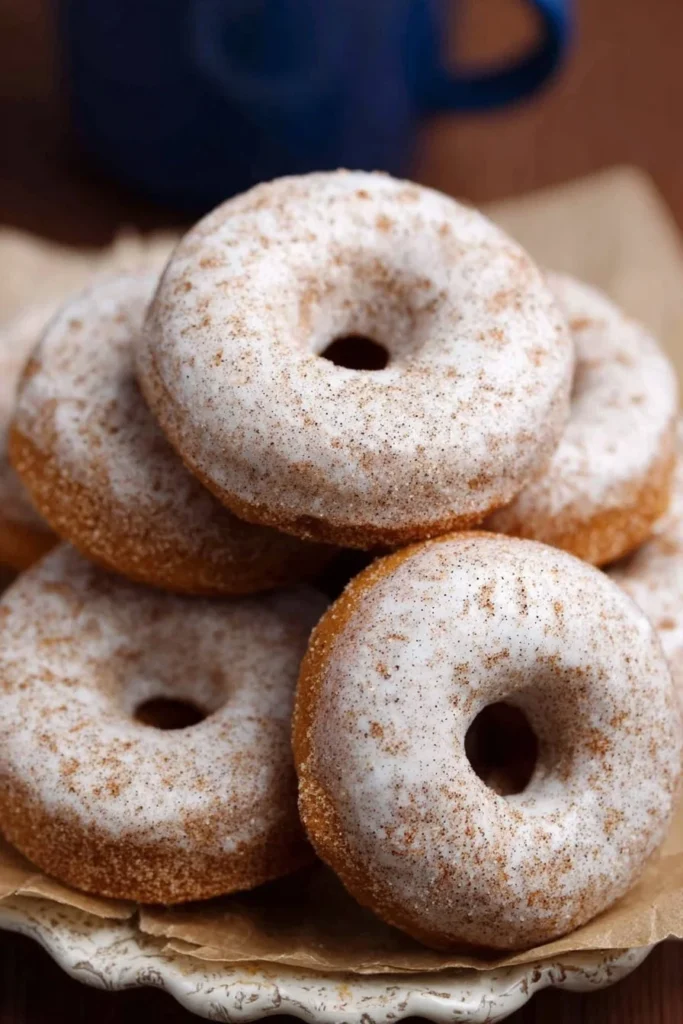 Homemade Apple Cider Donuts dusted with cinnamon sugar