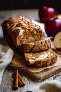 Freshly baked Cinnamon Apple Bread with warm spices and apple chunks