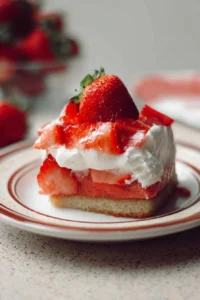 Classic Strawberry Delight dessert with fresh strawberries and creamy topping