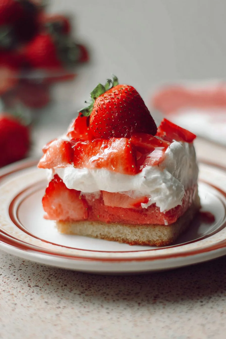 Classic Strawberry Delight dessert with fresh strawberries and creamy topping