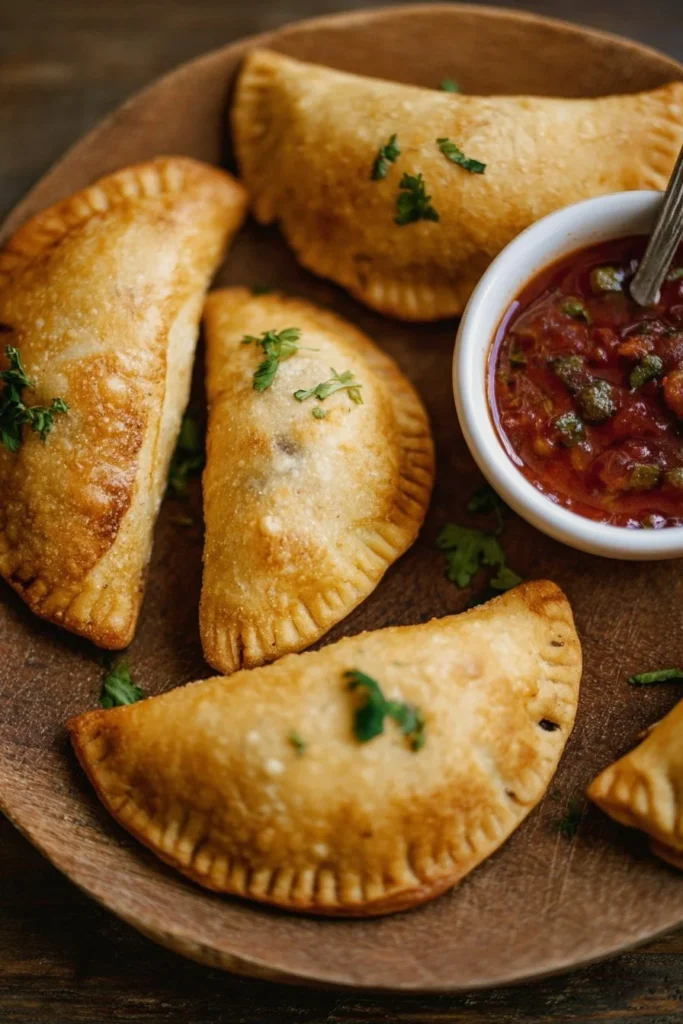 Crispy beef empanadas filled with seasoned beef and spices