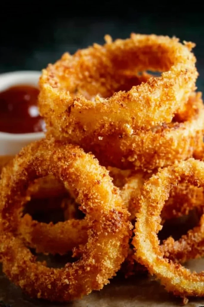 Crispy onion rings served in a tasty platter