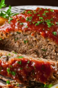 Delicious Crockpot meatloaf served with vegetables on a plate