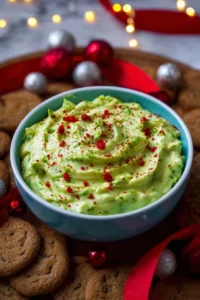Delicious Grinch Dip served in a festive bowl, perfect for holiday gatherings.