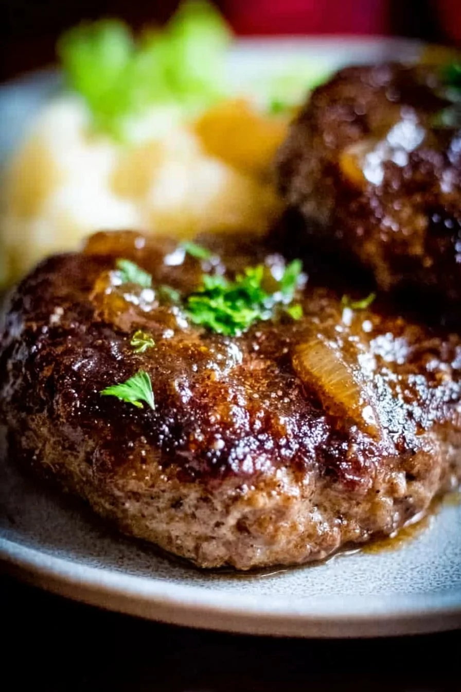 Hawaiian Hamburger Steaks served with a side of pineapple and rice